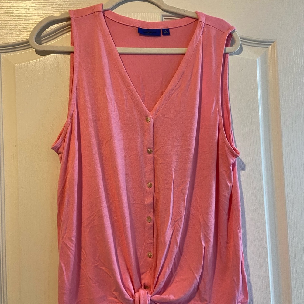 Apt. 9 Pink V-Neck Sleeveless Top with tie